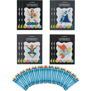 THE TWIDDLERS - 12 Bundle Pack Coloring Books with 48 Crayons & 216 Stickers (Superhero) - Mini Coloring Books for Kids Ages 4-8, DIY Art Drawing Activity Book for Toddlers, Birthday Party Favors