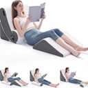 Wedge Pillow Set for After Surgery, 4 PCS Bed Wedge Pillow for Sleeping, Memory Foam Orthopedic Back Pillow for Pain Relief and Acid Reflux, Adjustable Post Surgery Pillow Grey