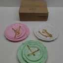 Fasmov 3 Pack 3 Tier Plastic Cupcake Stand, Dessert Plates Cake Fruit Candy Display Tower Reusable Pastry Platter for Wedding Birthday Baby Shower Tea Party Decorations - White Pink Green