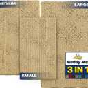 Muddy Mat Pack of 3 Highly Absorbent Microfiber Dog Door Mat and Pet Rug, Non Slip Thick Washable Area Mat Soft Chenille for Kitchen Bathroom Bedroom and Outdoor - Beige Small, Medium & Large