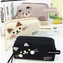 Cat Large Pencil Case,Big Capacity Pencil Pouch Stationery Pen Bag Storage High Capacity Bag Pouch Holder Box OrganizerWhite