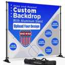Custom Backdrop with Stand | Custom Step and Repeat -Made in USA- 8ft x 8ft Wrinkle-Free Non-Glare Fabric,with Thick Heavy Duty Aluminum Stand (Included) Personalized backdrops for Events