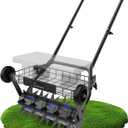 2-in-1 Rolling Lawn Aerator & Lawn Roller, Removable Gear Spikes for Easy Switch, Up to 100 lbs Capacity, Heavy Duty Yard Aerator with Support Wheels for Grass & Soil, Lawn Care