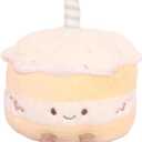 Soft Plush Birthday Cake Stuffed Animal, White and Yellow, 8 Inch, Decorative Candle Design, Kids Gift