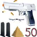 Foam Blaster Pistol Toy Gun with Shell Ejecting Safe for Kids Ages 6+ Includes 50 Soft Bullets & Goggles 32ft Shooting Range Fun Indoor Outdoor Party Game Great for Foam Dart Battles