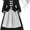 ReliBeauty Pilgrim Costume for Girls Colonial Girl Costume Dress Cosplay Costumes, Size: 6-7/130