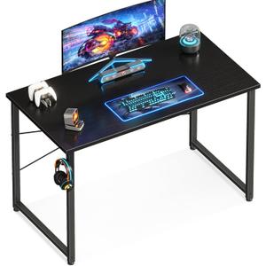 ODK 40 Inches Computer Desk for Home Office, Office Table for Small Spaces, Writing Desk with Headphone Hooks, Black
