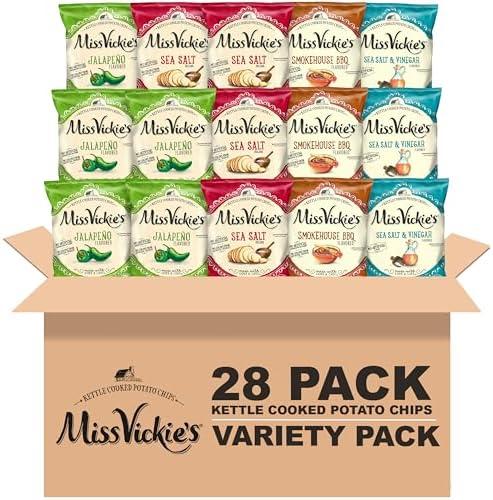 Miss Vickie's Kettle Cooked Potato Chips, Variety Pack, 1.375 Ounce (Pack of 28) Best Before April 22, 2025