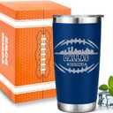 Football Fan 20 Oz Insulated Travel Coffee Cup Mug Tumbler with Lid Dallas Themed Merch Shop Men Women Sport Stuff Gear Apparel Cowboys Team Decor Accessories Husband Boyfriend Dad Cool Birthday Gifts