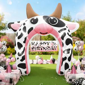 12FT Cow Inflatable Arch Outdoor Decorations Giant Cow Blow Up Built-in 5 LED Lights for Farmhouse Theme Baby Shower First Rodeo Birthday Western Cowboy Cowgirl Party Yard Garden Lawn