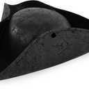 Xeehwb Black Pirate-Hat,Women Tricorn Leather Hat,Men Vintage Wrinkle Pirate Hat for Halloween Party Costume Accessories
