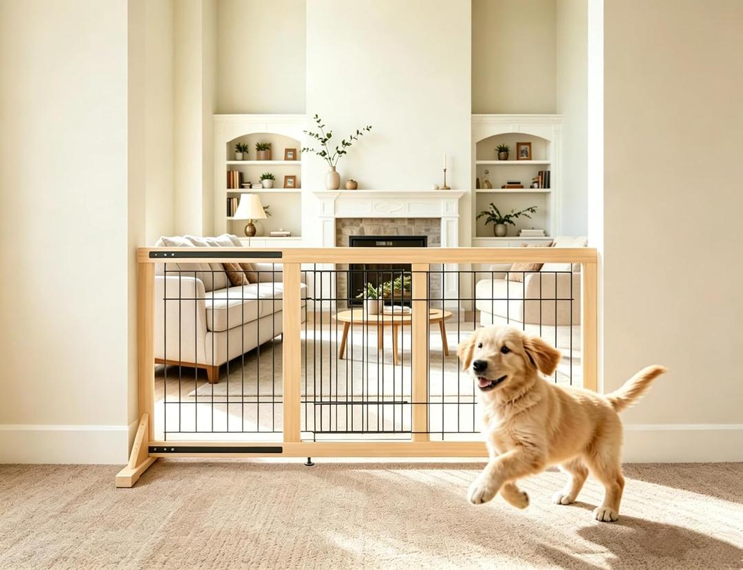 Freestanding Dog Gate Indoor,19.7" Height 23.6"–45.3" Width