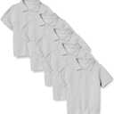 Amazon Essentials Boys and Toddlers' Short-Sleeve School Uniform Pique Polo Shirts, Multipacks (3T, Grey Heather)