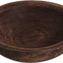 Hand Carved Wooden Decorative Bowl for Home Entryway Decor, Wood Centerpiece Bowl for Coffee Table Decor, Wood Dough Bowl for Farmhouse Decor (Brown)