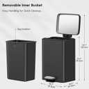 EKO Madison Matte Black Stainless Steel 3.2 Gal/12L Bathroom Small Step Trash Can or Recycling Bin, Removable Inner Liner, Soft Close Lid, Fingerprint Resistant Finish