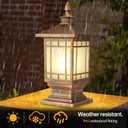 Outdoor Column Lights, Outdoor External Patio Landscape Glass Post Lantern E26 Fixture Traditional Waterproof Garden Post Light Aluminum Modern Fence Pillar Lamp, 43cm x 20cm x 15.5cm