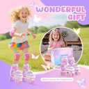 NEMONE Mermaid 4 Size Adjustable Light up Roller Skates for Girls, Purple Blue Skates for Toddlers, Beginner Kids Butterfly Roller Skates Indoor Outdoor