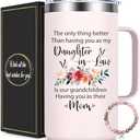 Lifecapido Daughter in Law Mothers Day Gifts, 20oz Insulated Coffee Mug with Bracelet, Birthday Christmas Mothers Day Gifts for Daughter in Law, Rose Quartz