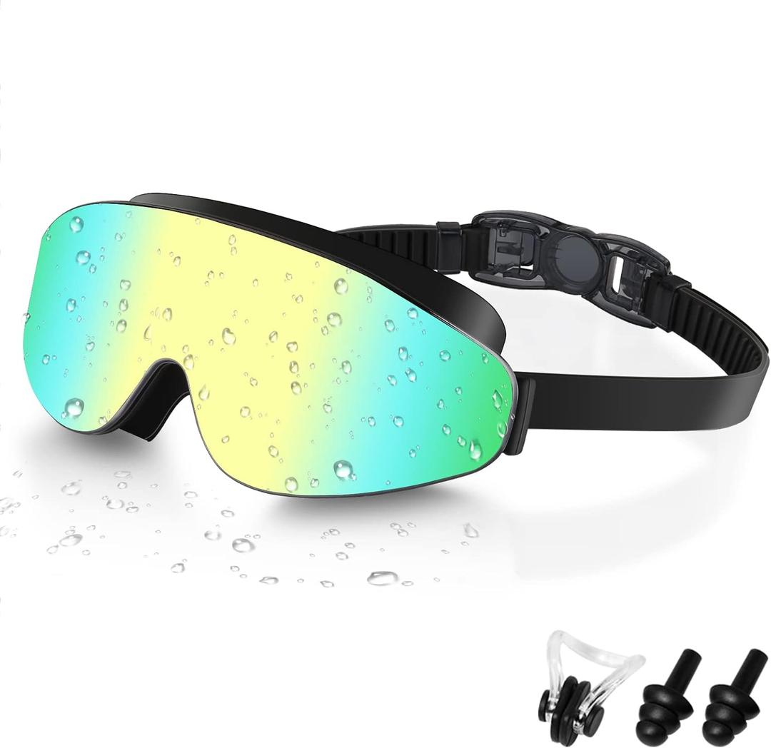 Kids Swim Goggles, Polarized Swimming Goggles for Kids, Wide View Anti-Fog No Leaking Swim Glasses for Age 4-16 (C-polarized Green)