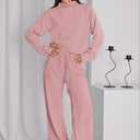 PRETTYGARDEN Women Spring Sweatsuits Two Piece Sets Mock Neck Long Sleeve Knit Tops Wide Leg Pants Lounge Set Travel Outfits (XXL)