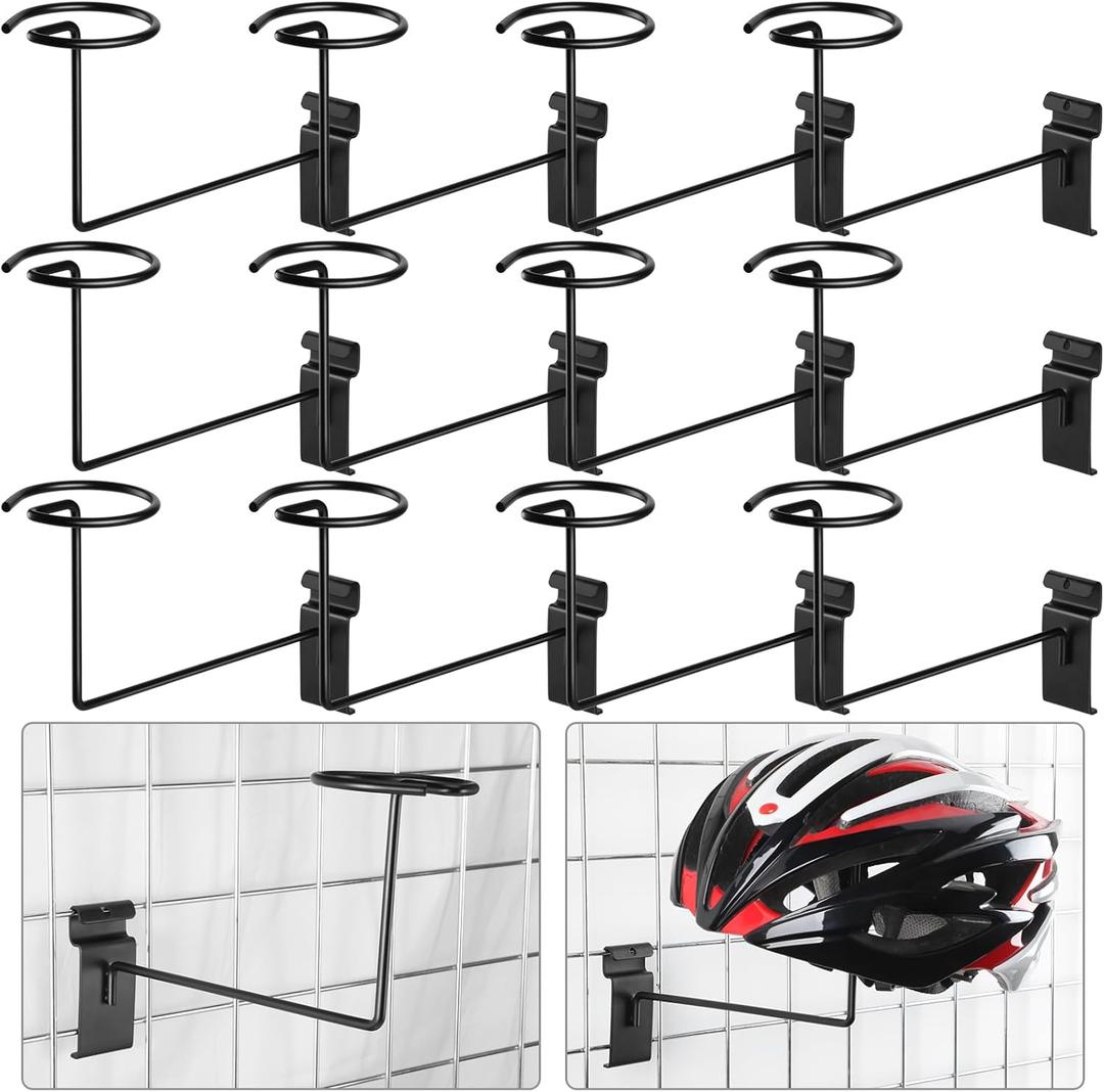 Kigley Metal Gridwall Hooks, 3.2 inch Hat Helmet Rack, Retail Display Shelves Organizer, Wall Fixtures, Accessories for Home Retail Shop(Black,12 Pcs)
