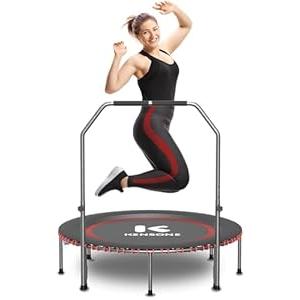 K KENSONE 48" Low-Impact Rebounder Trampoline for Adults with Bungee, 550LBS Quiet Mini Exercise Trampoline with Adjustable U-Shaped Foam Handle Bar, Fitness Equipment for Indoor/ Gym Workout