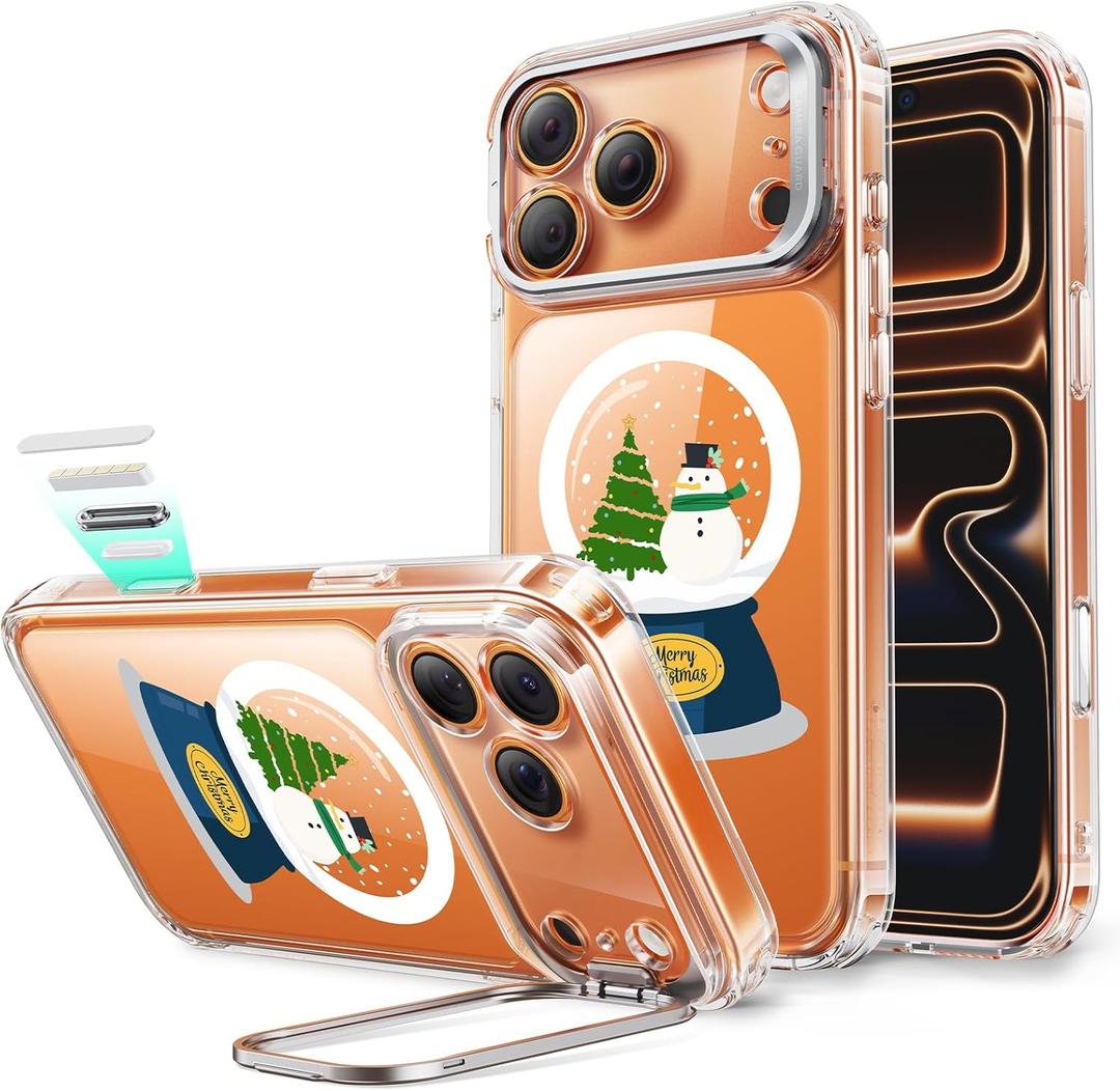 ESR for iPhone 17 Pro Case with Stand, Camera Control Cover Compatible with MagSafe, Military-Grade Drop Protection Magnetic Phone Case for iPhone 17 Pro, Scratch-Resistant Back Cover,Christmas Globe