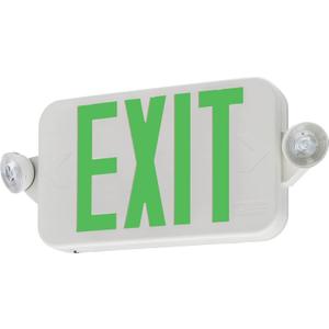 Lithonia Lighting Basics LED Exit Sign/Emergency Light Combo, Red/Green Switchable Exit Sign and Emergency Lights for Business, 2-Head Fixture, Round Lights, Remote Capacity, White (ECRG HO RD M6)
