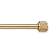 Modern Single 1” Diameter Adjustable Curtain Rod Set with Knurled Finials for Curtains and Draperies, Brushed Gold
