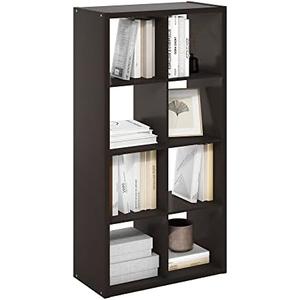 Furinno Cubicle Open Back Decorative Cube Storage Organizer, 8-Cube, Dark Oak