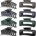 TOCESS 8 Pack Big Hair Claw Clips for Women Large Claw Clip for Thin Thick Curly Hair 90's Strong Hold 4.33 Inch Nonslip Neutral Matte Hair Clips