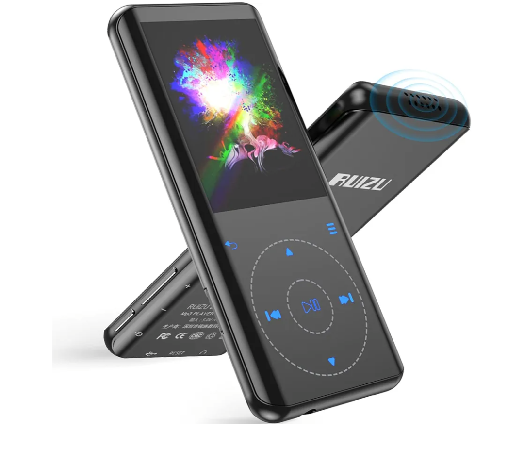 RUIZU MP3 Player with Bluetooth 5.3, Speaker, 2.4 inch Screen, Portable Music Player for Sport Running, FM Radio, Voice Recorder, Digital Audio Video Shuffle Playback, Support 128GB Micro SD Card