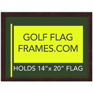 17x23 Mahogany Color Golf Flag Frame, Moulding brn-002, Green Mat (holds 14x20 PGA, Ryder Cup, US Open Golf Flags; flag not incl)