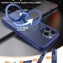 360 Rotatable Magnetic Stand for iPhone 16 pro max Case Compatible with Magnetic 16FT Military Drop Protection, Anti-Scratch/Fingerprint Shockproof iPhone 16 pro max Phone Case(Matte-Blue)