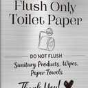 Flush Only Toilet Paper Sign, Premium Burshed Silver Bathroom Sign with 2 Stickers, Prevent Plumbing Damage Toilet Sign, Ideal for Business Restroom & Host, Easy to Install 8" x 6" 1PK