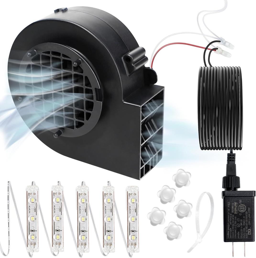 Replacement 1A Blower for Christmas Inflatables, 1.25A Adapter for Christmas Yard Inflatable Blow Up Outdoor Holiday Yard Inflatables Decorations Replacement Fan Blower, Adapter, 5 LEDs Bulbs Set