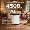 AIRPLUS 70 Pints Dehumidifiers for Home, 5500 Sq. Ft Dehumidifier for Basement with Drain Hose, Continuous Drainage, Intelligent Humidistat, Dehumidifier for bathroom, bedroom, Large Room, 2007