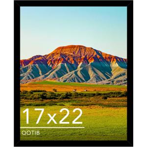 17x22 Picture Frame Black for Wall Mounting, Horizontal and Vertical Formats for Wall Hanging, Wood 17x22 Frame, Black, 1 Pack