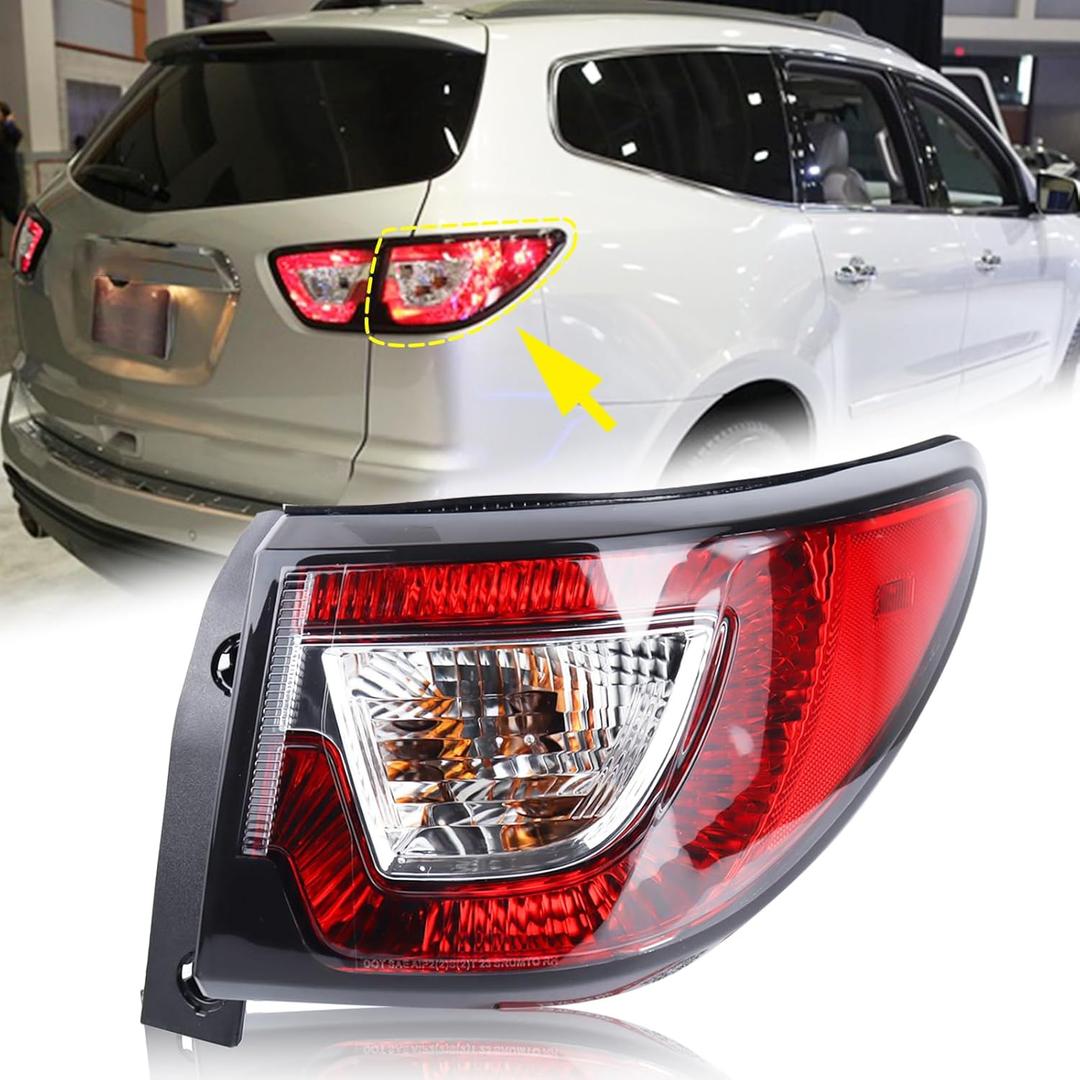 Right Passenger Side Tail Light Assembly Compatible for 2013-2017 Chevy Traverse Outer Rear Brakes Lights 84266020 23301757 GM2805112 W/Bulbs RH