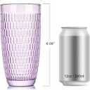 Highball Beverage Glasses Set of 6 Romantic Colored Thick & Heavy Base Big Capacity 14.87oz|440ml, Drinking Glass Tumblers for Iced Tea, Water, Soda & Juice and Cocktails (Purple)