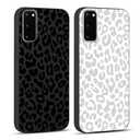 RUMDEY 2 Pack Cute Cheetah Print for Samsung Galaxy S20 Phone Case 6.2", Luxury Leopard Pattern Design Cases Soft Silicone Slim TPU Shockproof Protective Bumper Cover for Women Girls - Black & White