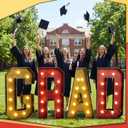 2026 Graduation Decorations 4 FT Grad Marquee Letter Large Class of 2026 Light up Sign Graduation Party Decor for Kindergarten Preschool High School College Pre-cut Foam Board(Red & Gold)