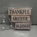 4 Pcs Farmhouse Wooden Tabletop Decor Neutral Farmhouse Tiered Tray Decor Rustic Retro Wood Bead Garland Blessed Grateful Thankful Block Sign Centerpiece for Coffee Home Office Shelf Mantle Table