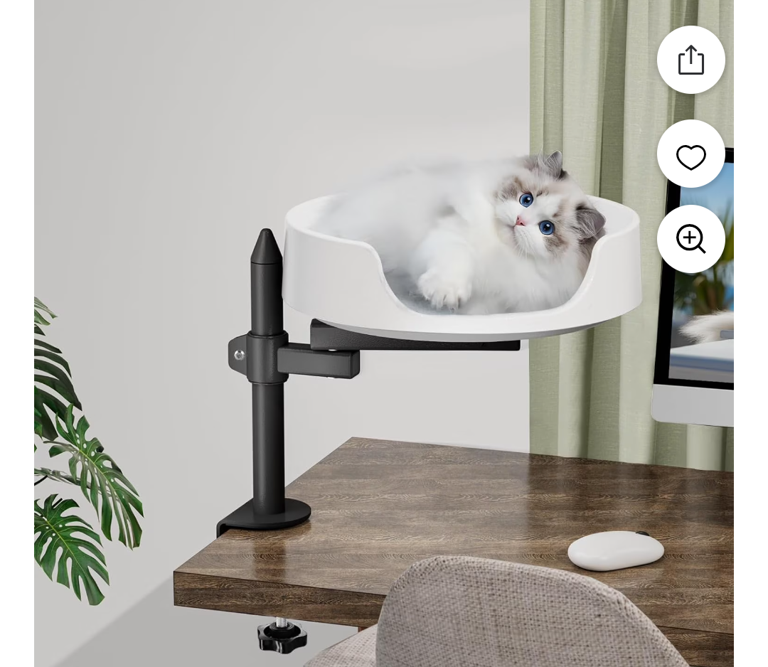 Cat Bed for Desk Elevated House Over Desk Keeps Kitten Close and Workspace Clear Cat Box with Pet Cushions (45° Rotating Rod)