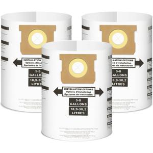 3 Pack Vacuum Bags Replacement for Shop Vac Bags 5-8 Gallon Type E 90661 9066100 9066133 and Type H 90671 9067100 9067133, PETOX High-Efficiency Disposable Vaccum Collection Filter Bags