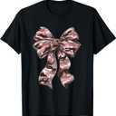 Pink Camouflage Old Camo Bow Camo Coquette Bow Hunting Women T-Shirt, Large