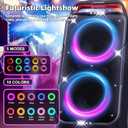Foxdawn Portable Bluetooth Speaker: 240W Peak Powerful Loud Sound Deep Bass Wireless Boombox Large Subwoofer 15 Hours Battery Life Fast Charging with Led Light Show for Party Outdoor Camping Backyard
