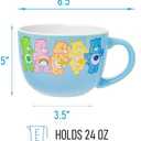 Silver Buffalo Care Bears Ceramic Soup Mug Featuring Good Luck Bear, Cheer Bear, Friend Bear, Funshine Bear, and Grumpy Bear, 24 Ounces