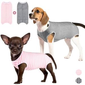 Due Felice Dog Surgery Suit Female Spay Recovery Suit for Small Dogs Surgical Suits 2 Packs After Spayed Neuter Body Suits, S