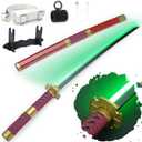 RENGENG Light Up Sword, 40 Inches Rechargeable Pre-Assembled Plastic Replica Anime Sword with Belt & Stand & Spinner